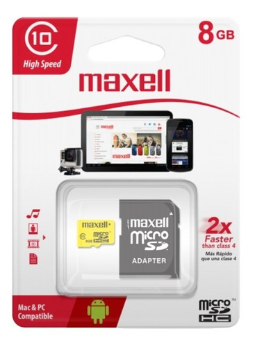 Tarjeta Memoria Micro Sd 8gb Clase 10 Maxell