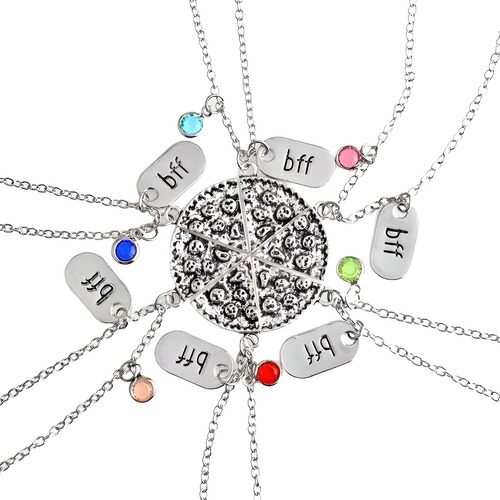 Sjx Collar Mejores Amigos Set 6 Piezas Bff Color Plateado