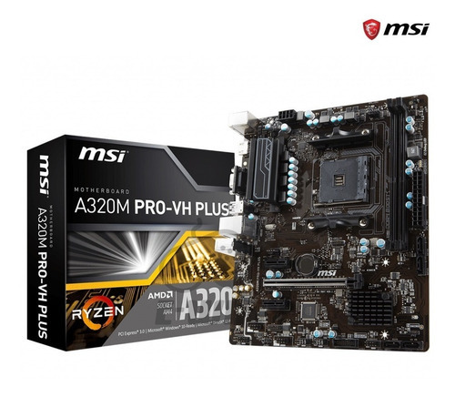 Mother Msi A320m-pro Vh Plus Ddr4 - (socket Am4) - E-wifix Color Negro