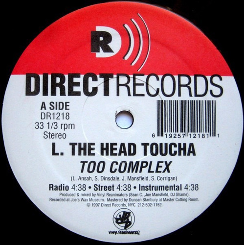Vinilo  L. The Head Toucha - Too Complex / It's Your Life