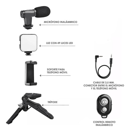 Estabilizador Trípode 6 En 1 Set Grabación Vlogger Celular