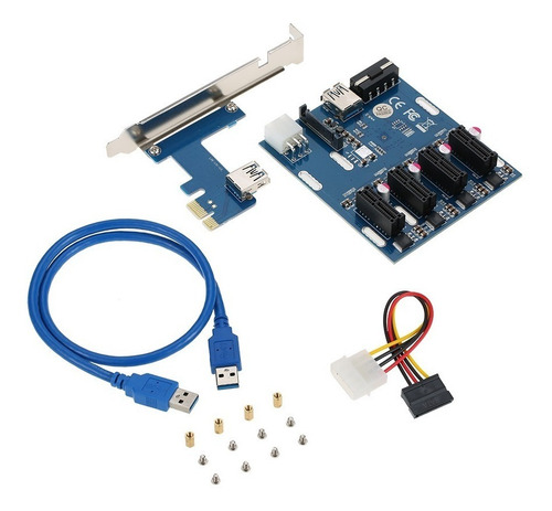 Multiplicador Pci-e 1para4 + 4 Riser 1metro Ver008s