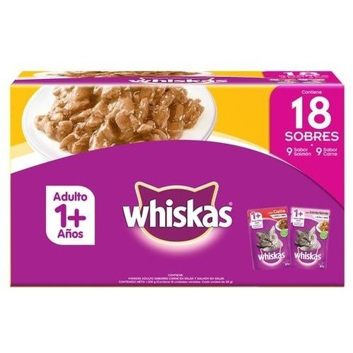 Whiskas Alimento Humedo Gatos 18 Unidades / 85 G