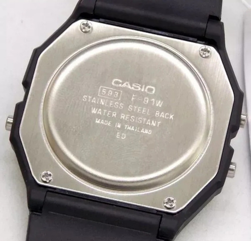 Relógio Casio Masculino F-91w 1dg Pulseira Emborrachada