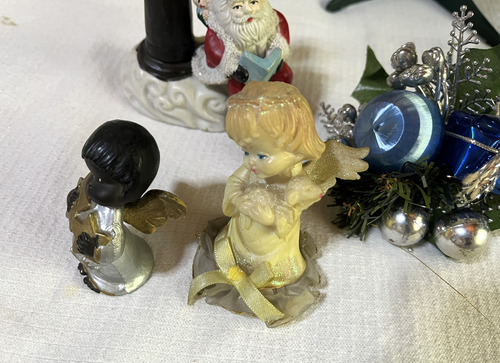 Adornos Navideños Cerámica Papá Noel + Angelitos, Precio C/u Rojo Papá Noel Angelitos (Usado)