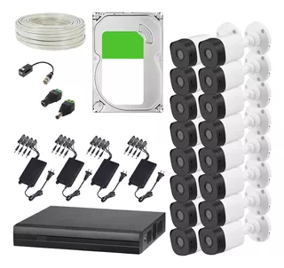 Dahua Kit Devideo Vigilancia 16 Cámaras 2 Mp 3 Tb De Disco Duro + Bobina De Cable Utp Cat53 Cámaras De Seguridadcon Detección De Movimiento Circuito Cerrado