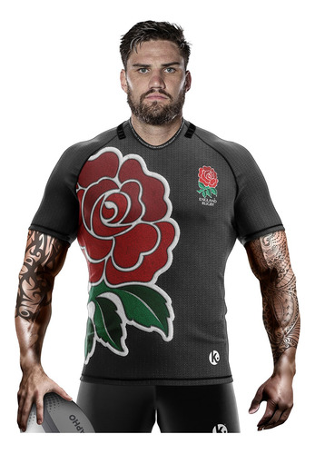 Camiseta Rugby Kapho Inglaterra Negra Six Nations Adultos