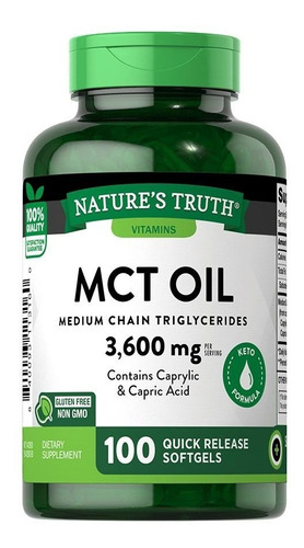 Mct Oil 3,600 Mg  100 Cápsulas Blandas