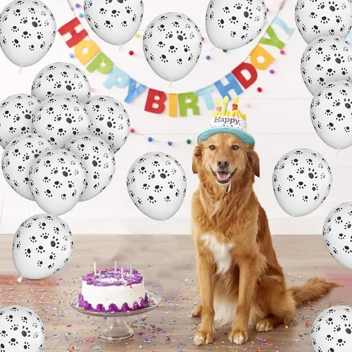 Globo De Latex Blanco Con Huellitas Perro Paw Patroll X20 Un Blanco Huellitas