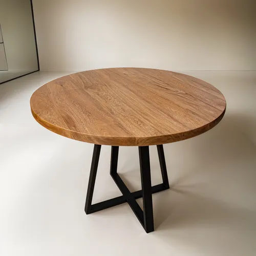 Mesa Comedor Redonda Roble Macizo 70 Cm
