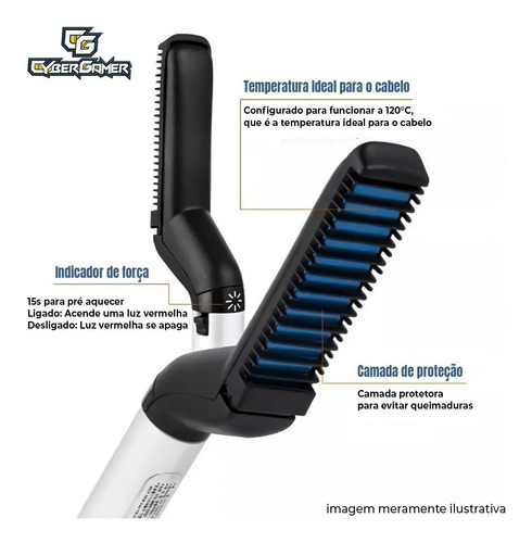 Imagem 4 de 6 de Chapinha Alisador Pente Modelador Barba Cabelo Masculino
