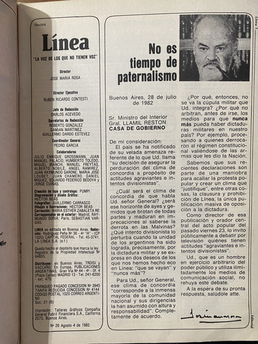 Línea 26 Agosto 1982 Pepe Rosa Revisionismo Histórico (Usado)