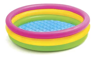 Alberca inflable redonda Intex 57412 de 114cm x 25cm 131L rosa y amarilla y verde