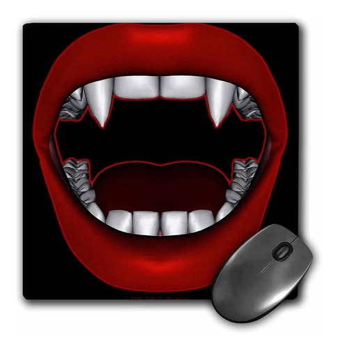 3drose Llc 8 x 8 x 0.25 inches Mouse Pad, Vampire Fangs F