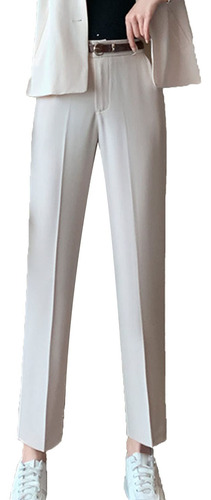Pantalon Vestir Recortado Para Mujer Cintura Alta Ajustado
