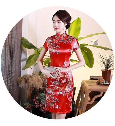 Chino Tradicional Vestido Qipao Adorno Dragones Cheongsam11