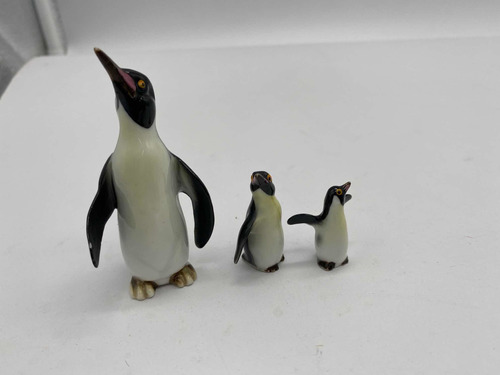 Figuras Decorativas Familia Pingüinos Porcelana X 3