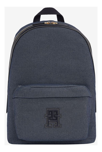 Mochila Tommy Hilfiger Urbano Th Monogarm Casual Azul Escolar - Color Azul Acero Diseño De La Tela Lisa