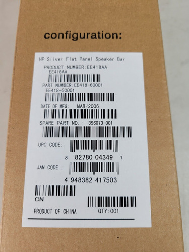 (new) Oem Hp Ee418aa 396073-001 Silver Flat Panel Speake Bbx