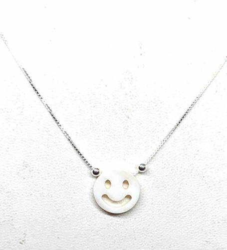 Cadena Collar Veneciana Y Dije Smile Sonrisa Nácar Plata  