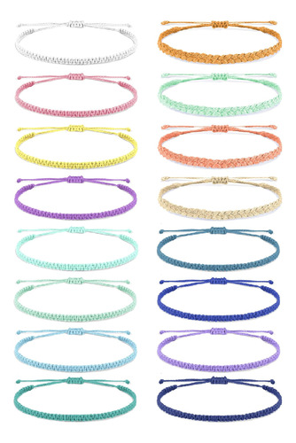 16 Pulseras De Cuerda Bohemia Para Mujer, Pulseras De Surf D