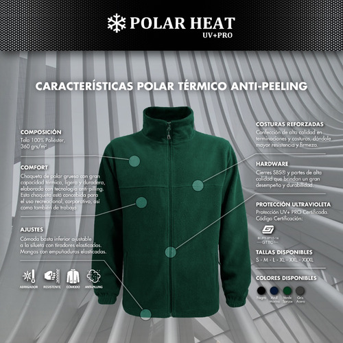 Imagen 7 de 9 de Chaqueta Polar Hombre Grueso Térmico Anti-peeling