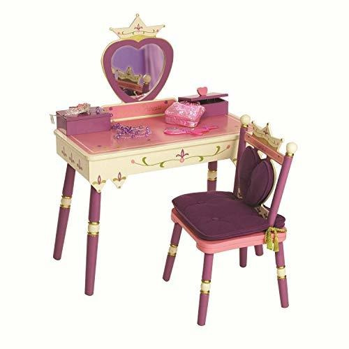 Wildkin Kids Princess Juego De Tocador Y Silla De Madera Par