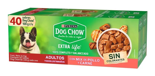 Alimento Para Perro Dog Chow Adulto Pollo Y Carne 40 Pzas