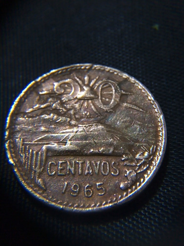 Ganga Moneda Mexicana 20 Centavos Pirámide 1965 Con Error.