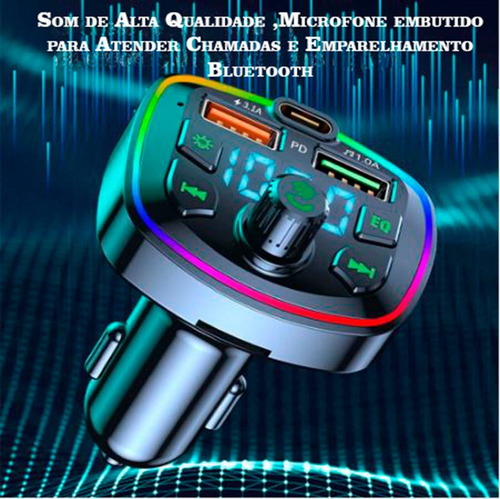 Carregador Usb Para Carro Mp3, Fm, Sem Fio E Bluetooth 5.0