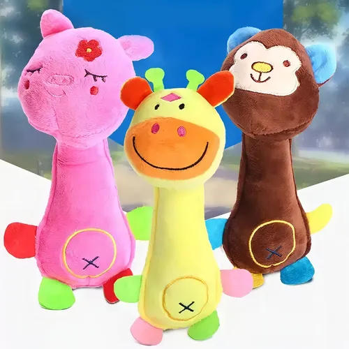 Brinquedos De Pelúcia Pet Para Cães E Gatos Happy Day Apito Cor A...