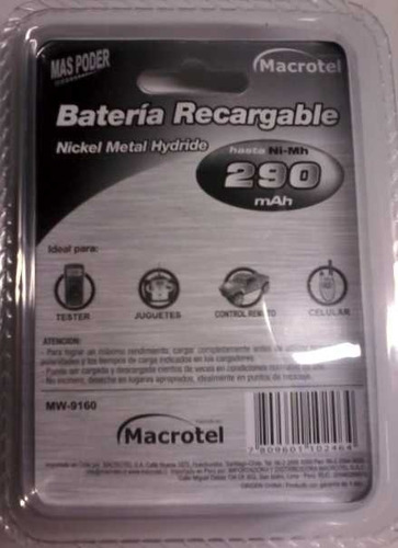 Bateria Recargable 9v 250ma, Pila / Hogardirecto