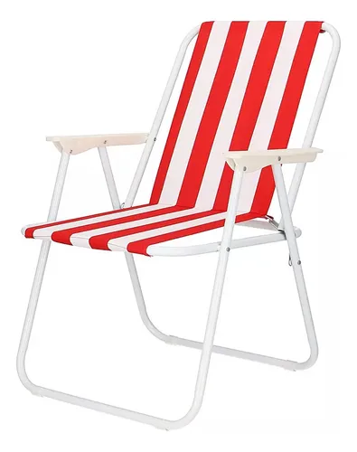 Silla Camping Plegable, Paseos, Playa De Color Rojo