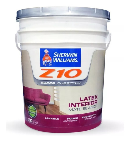 Latex Blanco Sherwin Williams Z10 Interior Mate 20 Litros Blanco Mate