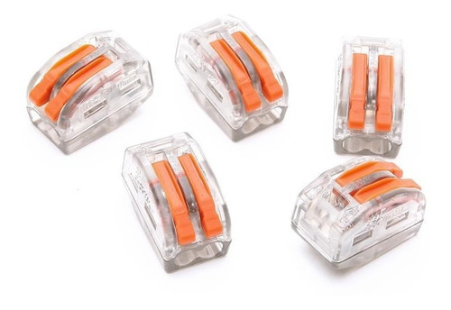 Imagem 2 de 8 de 50x Conector Derivação Cristal Jack 2 Vias Tipo Wago 222-412