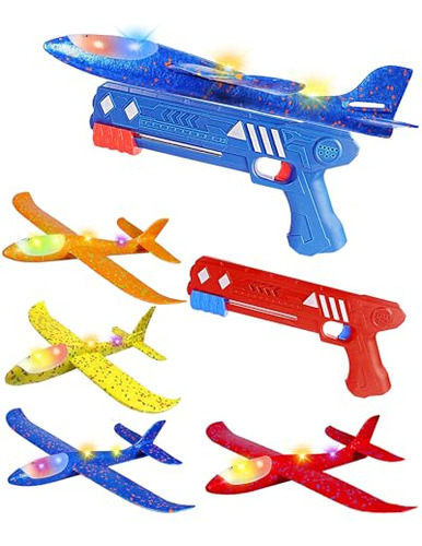 4 Pack Toys Led Foam Glider 2 Catapultas Juguete De Avión Vo
