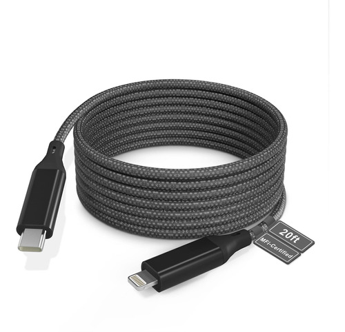 Extra Long Usb C To Lightning Cable 20ft6m  Mfi Certifi...