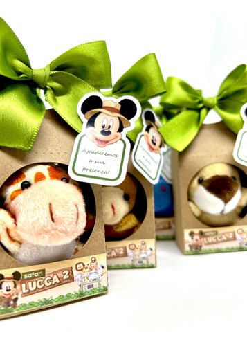 Lembrancinha Personalizada Mickey Safari Pelúcia 6cm 10 Kits