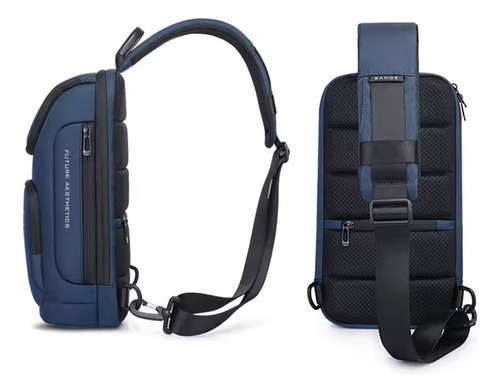Mochila Transversal Pequena Bolsa Ombro Shoulderbag Cor Azul Desenho Do Tecido Liso Premium