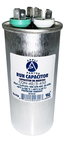 Condensador/ Capacitor De Marcha 40+5 Mfd 370-450vac Redondo