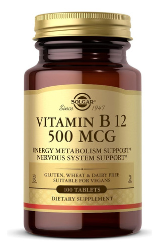 Vitamina B12 500 Mcg Solgar 100 Tabletas