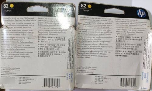 Cartucho De Tinta Original Hp 82 Yellow 69ml