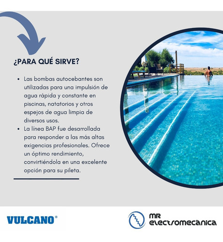 Imagen 2 de 10 de Bomba Autocebante Vulcano Bae075 3/4hp Pileta Fibra