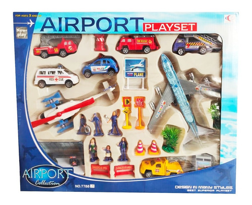 Kit Aeroporto Grande 25 Pcs Carrinhos Aviões E Helicóptero