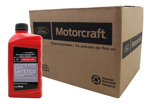 Kit 14 Aceite Motor Sintetico 5w30 Motorcraft Botella 946ml