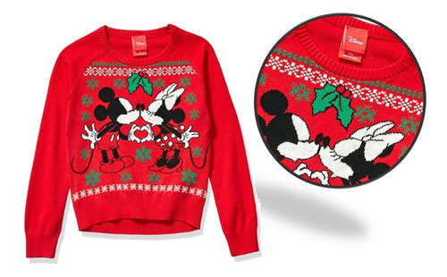 Saco Disney. Suéter Navidad Mickey & Minnie De Niña Envío Ya
