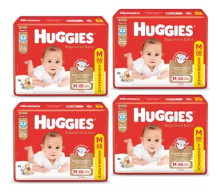 Promo Pack X 4 Pañales Huggies Supreme Care Talles Varios