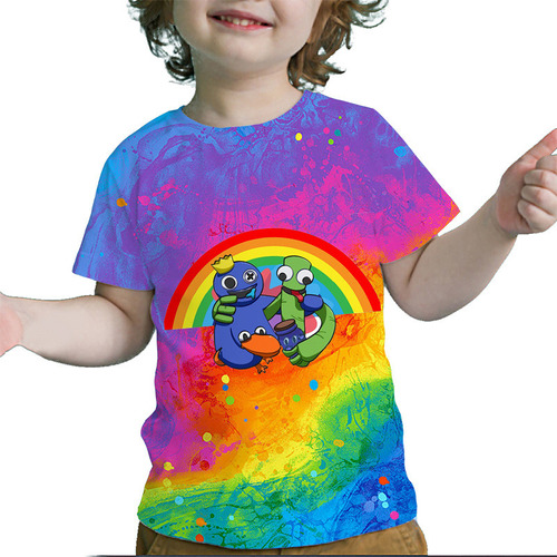 Camiseta Con Estampado 3d De Rainbow Friends Rise For Niños