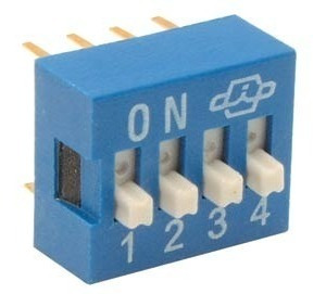 Imagen 2 de 4 de 100 Pzs Dip Switch Deslizable De 4 Posiciones Azul