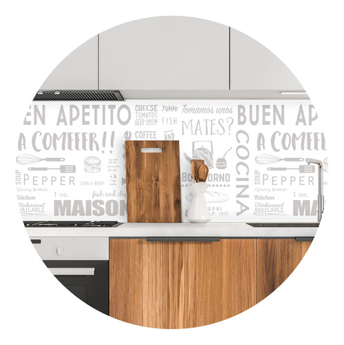 Vinilo Decorativo Mural Cocina Palabras Azulejos 120x70 Cm